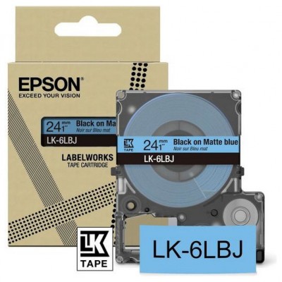EPSON Cartucho de etiquetas Matte Tape   Blue/Black 24mm(8m)   LK-6LBJ en Huesoi