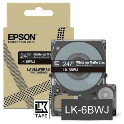 EPSON Cartucho de etiquetas Matte Tape   Black/White 24mm(8m)   LK-6BWJ en Huesoi