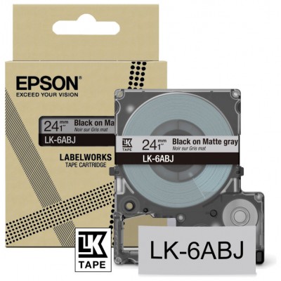 EPSON Cartucho de etiquetas Matte Tape   Grey/Black 24mm(8m)   LK-6ABJ en Huesoi