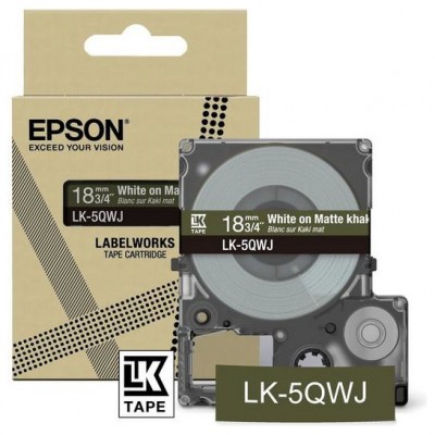 EPSON Cartucho de etiquetas Matte Tape   Khaki/White 18mm(8m)   LK-5QWJ en Huesoi
