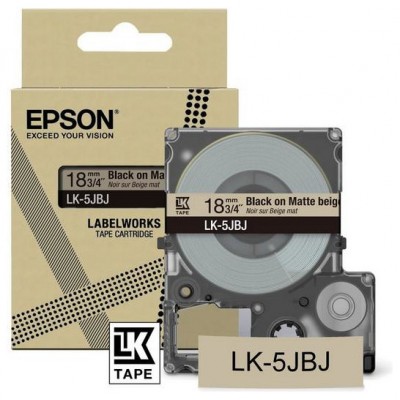 EPSON Cartucho de etiquetas Matte Tape   Beige/Black 18mm(8m)   LK-5JBJ en Huesoi
