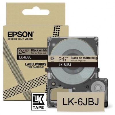 EPSON Cartucho de etiquetas Matte Tape   Beige/Black 24mm(8m)   LK-6JBJ en Huesoi