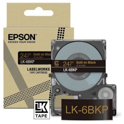 EPSON Cartucho de etiquetas Metallic Tape   Black/Gold 24mm(9m)   LK-6BKP en Huesoi