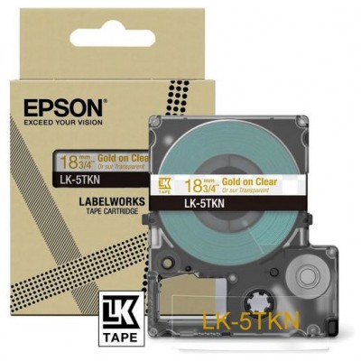 EPSON Cartucho de etiquetas Metallic Tape   Clear/Gold 18mm(9m)   LK-5TKN en Huesoi
