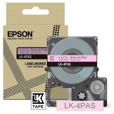 EPSON Cartucho de etiquetas Colour Tape   Pink/Grey 12mm(8m)   LK-4PAS en Huesoi