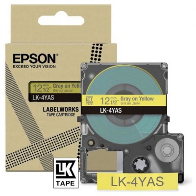 EPSON Cartucho de etiquetas Colour Tape   Yellow/Grey 12mm(8m)   LK-4YAS en Huesoi
