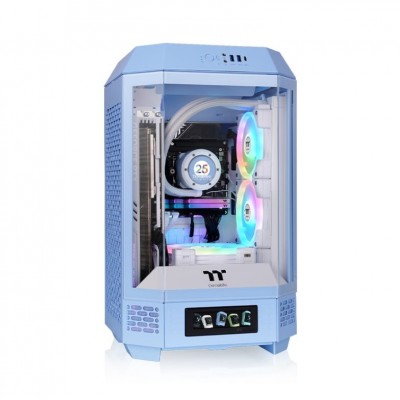 CAJA GAMING THERMALTAKE MINI-ITX TOWER 250 2XVENT 120MM AZUL HYDRANGEA SNFUENTEÂ en Huesoi
