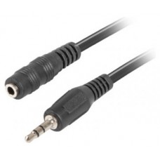 CABLE ESTEREO LANBERG JACK 3.5 MM MACHO/JACK 3.5MM HEMBRA 5M NEGRO en Huesoi