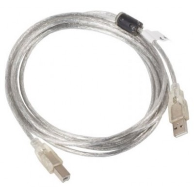 CABLE USB LANBERG USB-A MACHO A USB-B MACHO FERRITA 5M TRANSPARENTE en Huesoi