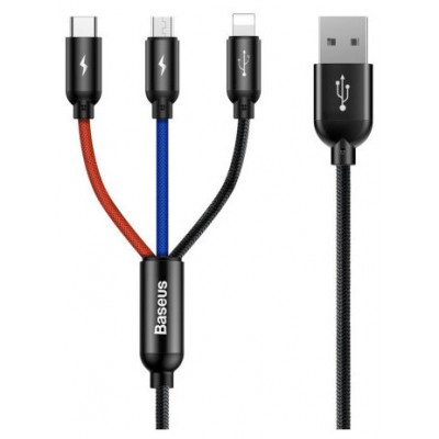 BASEUS THREE PRIMARY COLORS 3-IN-1 CABLE USB FOR M+L+T 3.5A 1.2M BLACK (Espera 4 dias) en Huesoi BASEUS THREE PRIMARY COLORS 3-IN-1 CABLE USB FOR M+L+T 3.5A 1.2M BLACK (Espera 4 dias) en Huesoi