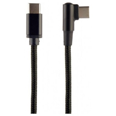 CABLE GEMBIRD USB TIPO C MACHO-MACHO TRENZADO DE ALGODON EN ANGULO, 0,2 M,NEGRO en Huesoi