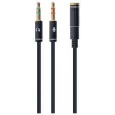 CABLE ADAPTADOR GEMBIRD-HEMBRA 4PINES 3,5MM A 2 STEREO 3,5MM NEGRO, C.METALIC en Huesoi