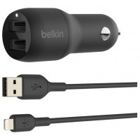CARGADOR DE COCHE BELKIN CCD001BT1MBK DOBLE USB-A 24W en Huesoi