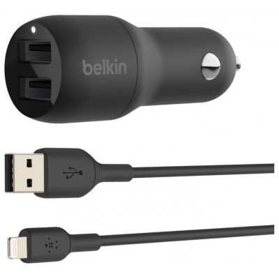 CARGADOR DE COCHE BELKIN CCD001BT1MBK DOBLE USB-A 24W en Huesoi