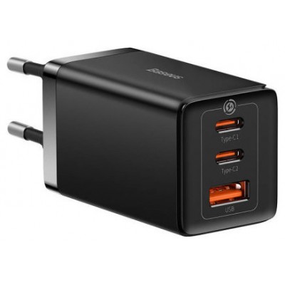 BASEUS GAN5 PRO FAST CHARGER 2C+U 65W  EU  BLACK(INCLUDE：BASEUS XIAOBAI SERIES FAST CHARGING CABLE TYPE-C  TO TYPE-C 100W(20V/5A) 1M BLACK） (Espera 4 dias) en Huesoi