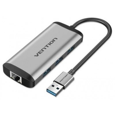HUB 4 PUERTOS USB 3.0 3xUSB RJ45 0.15 M GRIS VENTION (Espera 4 dias) en Huesoi