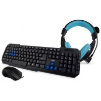 Combo Teclado + Raton + Auriculares, Negro en Huesoi