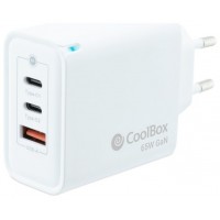 Coolbox Cargador Pared GAN 65W USB-C/USB-C/USB-A en Huesoi