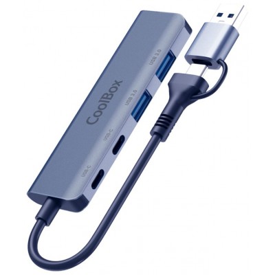 Coolbox HUB4 Lite USB-C/A 4 Puertos Aluminio en Huesoi