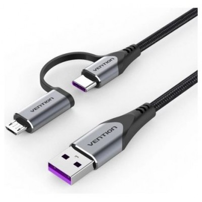 CABLE USB 2.0/M USB-C/M MICROUSB/M 1 M NEGRO VENTION (Espera 4 dias) en Huesoi