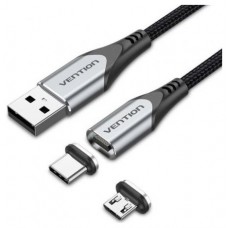 CABLE USB-A CARGA MAGNETICO USB-C CON ADAPTADOR MICROUSB 1 M GRIS VENTION (Espera 4 dias) en Huesoi