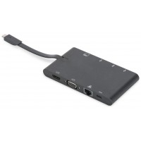 CONVERSOR HUB DIGITUS USB C 9 PUERTOS 2X VIDEO 2x USB-C 2x USB3.0 RJ45 2x SD/MMC en Huesoi