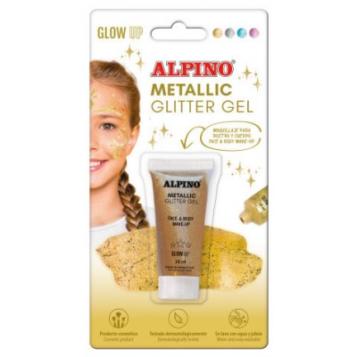 BLÍSTER MAQUILLAJE CON COLOR Y PURPURINA GLITTER DORADO ALPINO DL000602 (Espera 4 dias) en Huesoi