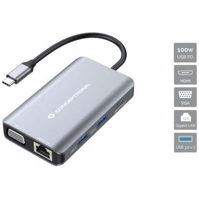 DOCKING USB-C CONCEPTRONIC DONN21G HDMI VGA USB 3.0 en Huesoi
