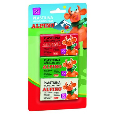 BLISTER 3 UNIDADES PLASTILINA  DE 50 GRS. ALPINO DP000116 (Espera 4 dias) en Huesoi