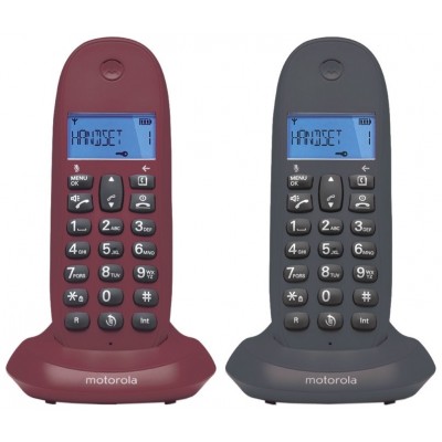 MOTOROLA C1002 LB+ Telefono DECT DUO Gris-Granate en Huesoi