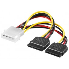 CABLE ALIMENTACION PC EWENT MACHO 5,25 PULGADAS A 2X SATA 0,13M en Huesoi