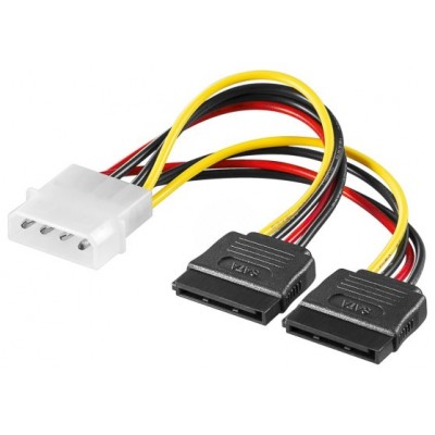 CABLE ALIMENTACION PC EWENT MACHO 5,25 PULGADAS A 2X SATA 0,13M en Huesoi