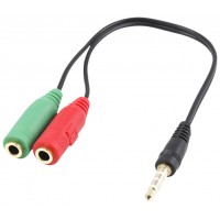 CABLE ADAPTADOR AUDIO EWENT JACK 3.5 MACHO A 2 JACK 3.5 HEMBRA 0,15m en Huesoi