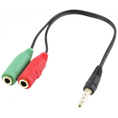 CABLE ADAPTADOR AUDIO EWENT JACK 3.5 MACHO A 2 JACK 3.5 HEMBRA 0,15m en Huesoi