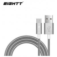 CABLE EIGHTT USB A MICROUSB 1MTS TRENZADO DE NYLON PLATA. CARCASA DE ALUMINIO en Huesoi