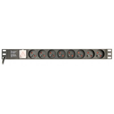 REGLETA RACK GEMBIRD 1U 16A 8 TOMAS NEGRO 3 M CON INTERRUPTOR en Huesoi