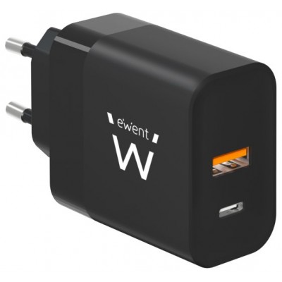 Ewent Cargador Rapido USB-A Y USB-C  GanFast 45W en Huesoi