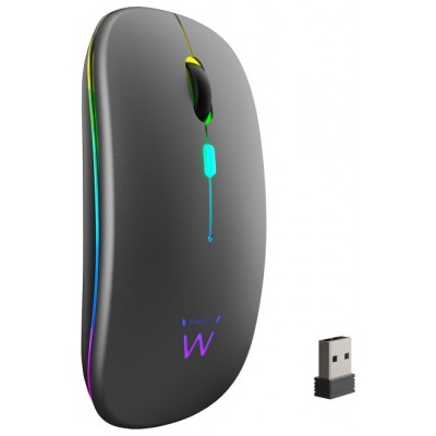 EWENT Ratón Inalámbrico Recarg. Dual  BT/WIFI, RGB en Huesoi