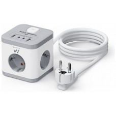Ewent EW3863 Regleta 3 Tomas SHUCKO+2USB-A+2USB-C en Huesoi