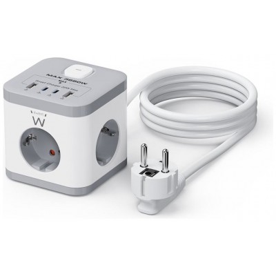 Ewent EW3863 Regleta 3 Tomas SHUCKO+2USB-A+2USB-C en Huesoi