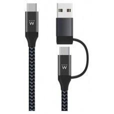 EWENT EW9918 Cable de carga usb-C a usbA/B 2 en 1 en Huesoi