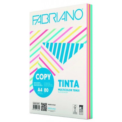 PAQUETE 250 HOJAS A4 80G COLORES SURTIDOS PASTEL (50 HOJAS X COLOR) FABRIANO F62521297 (Espera 4 dias) en Huesoi