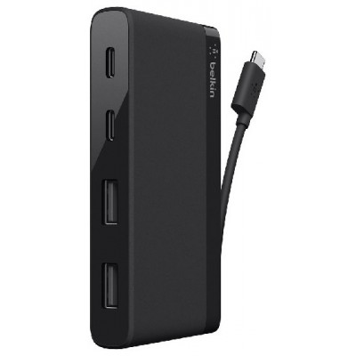 MINIHUB USB-C BELKIN F4U090BTBLK 4 PUERTOS,  2 USB-C, en Huesoi