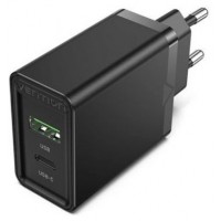CARGADOR PARED USB-C/PD + USB-A/QC 20W NEGRO VENTION (Espera 4 dias) en Huesoi