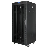 ARMARIO LANBERG 19" 27U 600X600 FLAT PACK NEGRO PUERTA CRISTAL CON LCD V2 en Huesoi