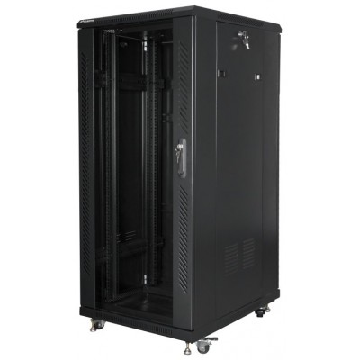 ARMARIO LANBERG RACK 19" 27U 600X800 FLAT PACK NEGRO PUERTA CRISTAL CON LCD en Huesoi