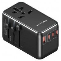 CARGADOR PARED UNIVERSAL TOMA DE CORRIENTE/3xUSB-C/USB-A 120W NEGRO VENTION (Espera 4 dias) en Huesoi