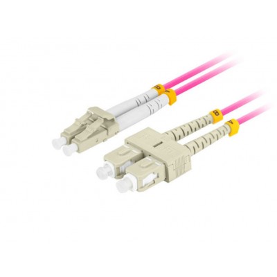 CABLE DE FIBRA OPTICA LANBERG 1M MULTI LC/UPC-SC/UPC DUPLEX LSZH OM4 50/125 3.0 en Huesoi