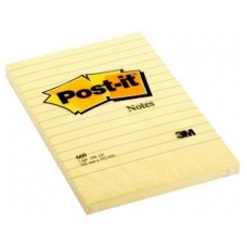 BLOC 100 HOJAS NOTAS GRANDES ADHESIVAS 101X152MM CANARY YELLOW CON LÍNEAS 660 POST-IT 7100172753 (Espera 4 dias) en Huesoi