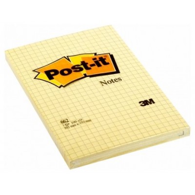 BLOC 100 HOJAS NOTAS GRANDES ADHESIVAS 101X152MM CANARY YELLOW CUADRÍCULA 662N POST-IT 7100172739 (Espera 4 dias) en Huesoi